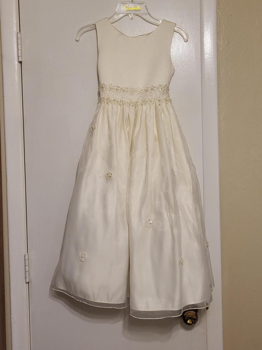 Cinderella Ivory Floral-Embellished Formal Dress
